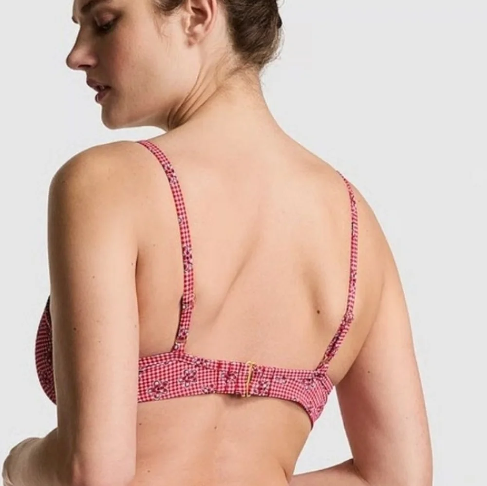 New!Pink X Frankies Bikini‎ Buttercup Bikini Top Ladybug Lane Red Gingham